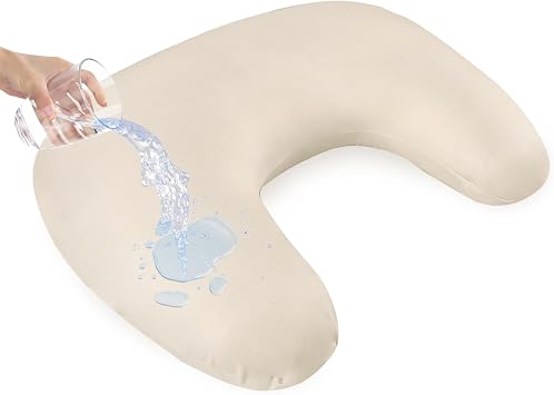 Hooyax Waterproof Nursing Pillow Cover, Stretchy Nursing Covers for New-Designed Breastfeeding Pillows, Adorable Infant Feeding Pillow Slipcover for Baby Boy and Girls Khaki