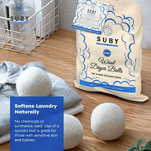 Natural Fabric Softener Wool Dryer Balls for Static and Wrinkle Reduction, TimeSaving and
