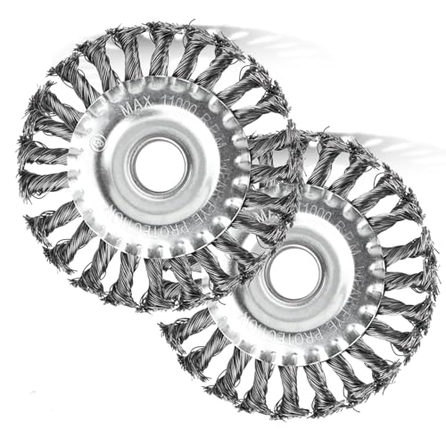 2 Stück Rundbürsten Set Ø125x22 mm Drahtbürste Winkelschleifer Scheibenbürste Zopfrundbürste Stahlbürste Stahldraht mit gezopften Drahtborsten für Winkelschleifer Bohrmaschine