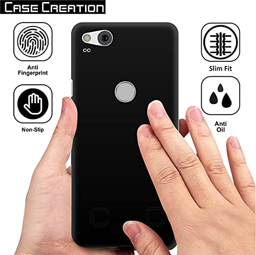 Image of Case Creation Compatible with Google Pixel 2 Back case, Google Pixel 2 Slim Flexible Smart Look case with 360 Camera All Angle Protection (Pure Black)