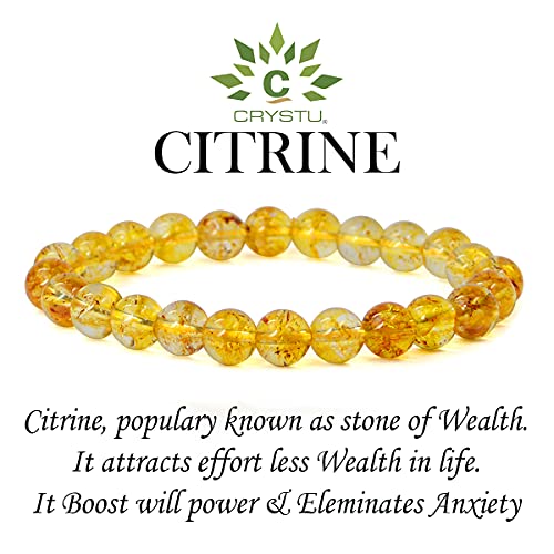 Image of Certified Natural Crystal Stone 8 mm Round Beads Bracelet for Men & Women | Reiki Charged Gemstone Bracelet | Multiple Stone Variants Available