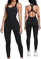 OLCHEE Women's Seamless Workout Jumpsuit: Racerback Yoga Romper with Tummy Control, Padded Bra & Bodycon Fit