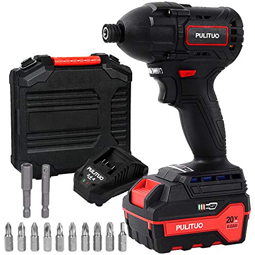 Akkuschrauber PULITUO 20V Schlagschrauber inkl. 4,0Ah Lithium-Ionen Akkus und Schnellladegerät, 2 variable Geschwindigkeit Cover