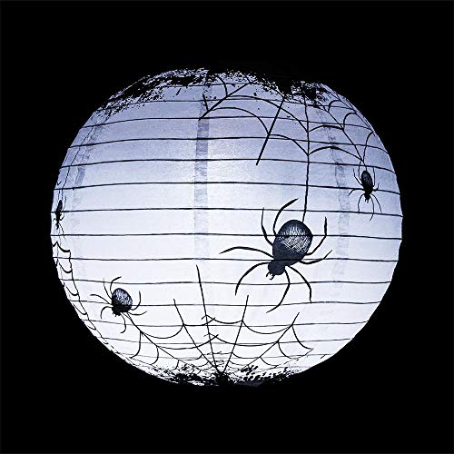 Image of Quasimoon PaperLanternStore.com 14 Inch Halloween Spiders Spooky Bug Webs Paper Lantern, Hanging Decoration