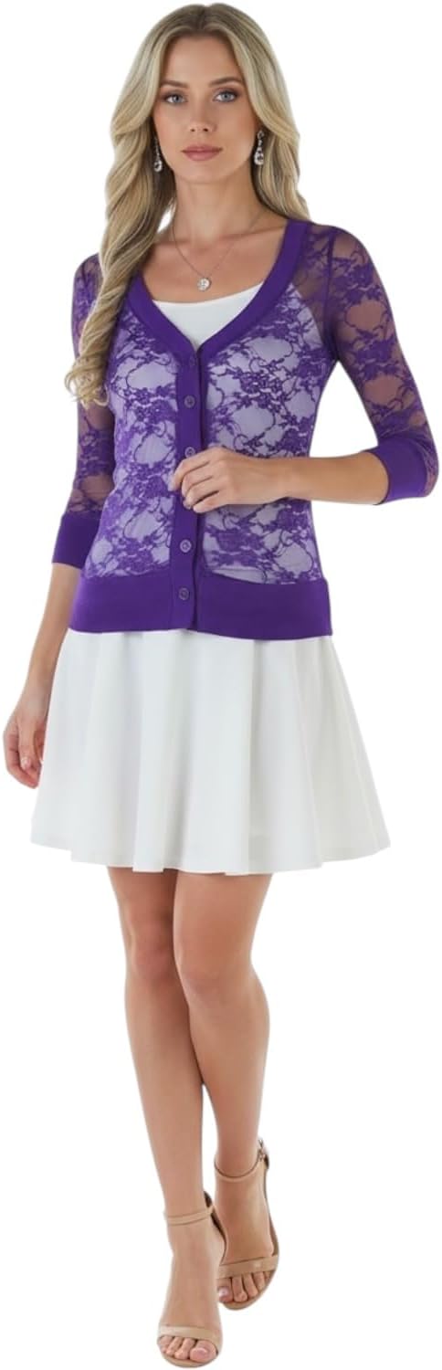 ToBeInStyle Women’s Trendy All Lace Sheer Flirtatious Layering Cardigan