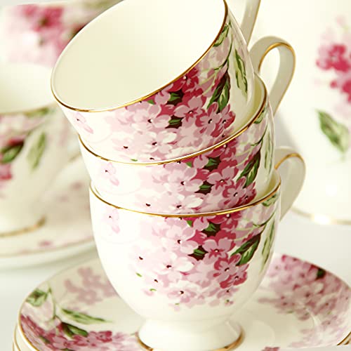 15 Pieces Tea Sets for Adults Coffee Cup Set for Afternoon Tea Porcelain Tea Cup and Saucer Set Bone China Cups Set of 6 - Image 7