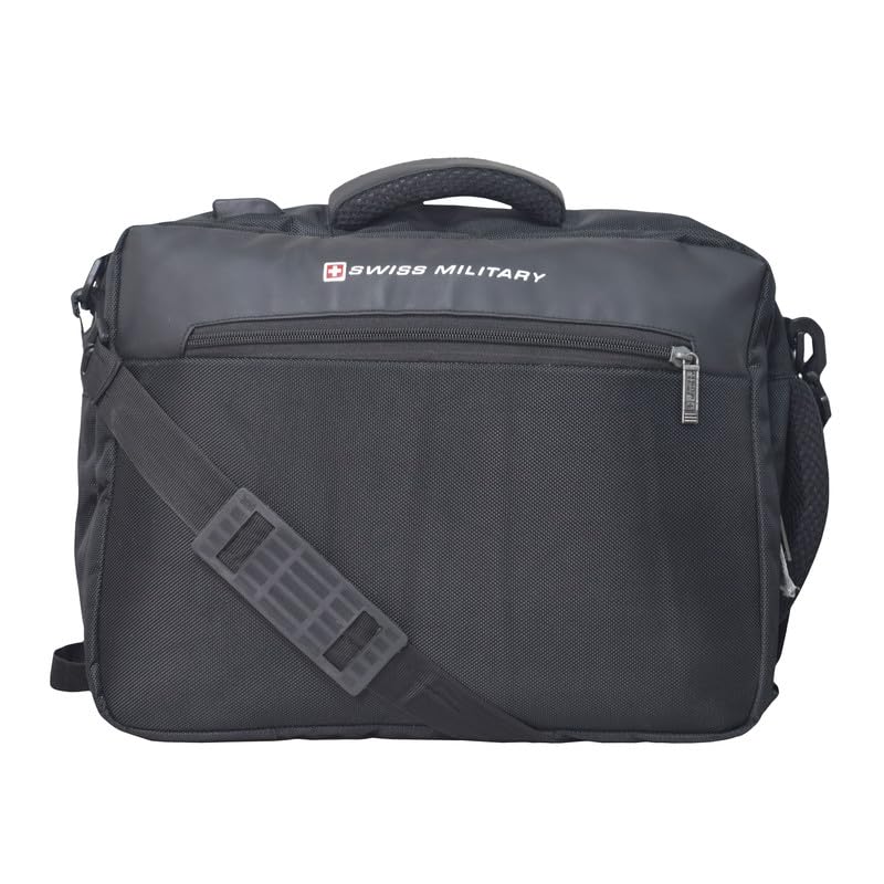 Image of SWISS MILITARY VENUE Laptop Backpack Cum Sling Bag for Men & Women, Fits 15.6 Inch Laptop, USB Charging Port, Convertible Messenger Bag, Office Work Travel Bag with Organizer, 16L, Black