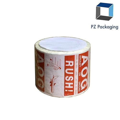 Tape Logic dl1376etiquetas, "Rush AOGAviones en el piso," 4" x 4," RedWhite, 500por rollo