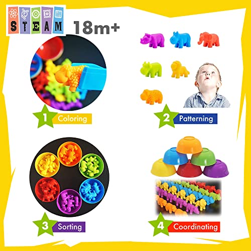 Image of UNIQUE KIDS Counting Educational Learning Toy Set with Sorting Cups - Engaging Sensory Color Classification Training Game for Toddlers and Preschoolers Training Ages 3 and Up