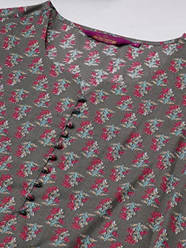 Image of GoSriKi Women's Cotton Blend Printed Straight Kurta With Pant