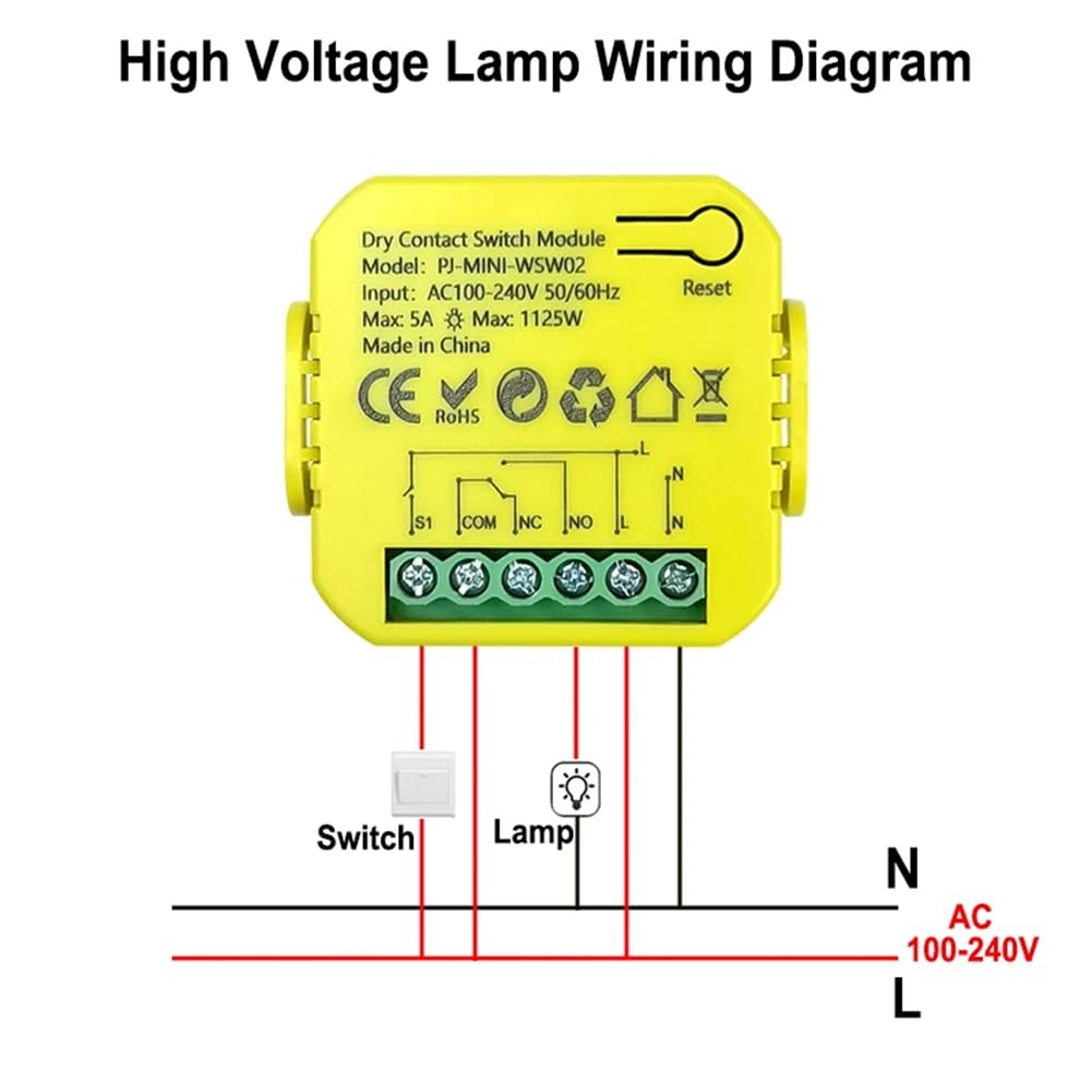 TUYA Smart Life WiFi Modulo WiFi Switch Relè di Contatto A Secco 5A DC12V 24V AC100-240 V Controllo Timer Remoto 'App Remoto