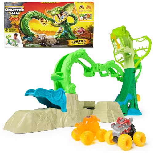 Image of Monster Jam Mini Jams Cobra's Crazy Escape Motorized Playset | Includes 2 Mini Trucks & Motorized Track, High-Speed Action, Holds up to 6 Mini Trucks, Toys for Ages 3 and Up