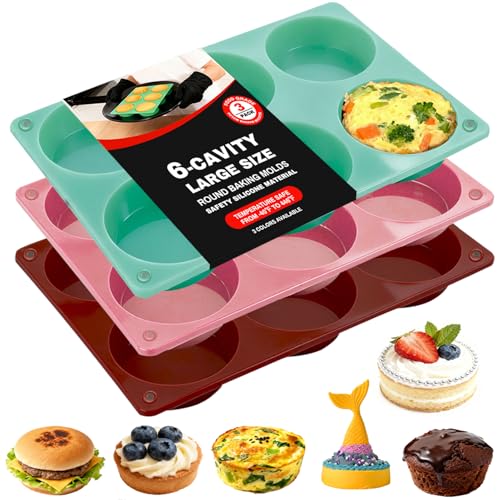 AUFORPET 3Pack Larger Silicone Muffin Pans for Baking, 18-Cavity Round