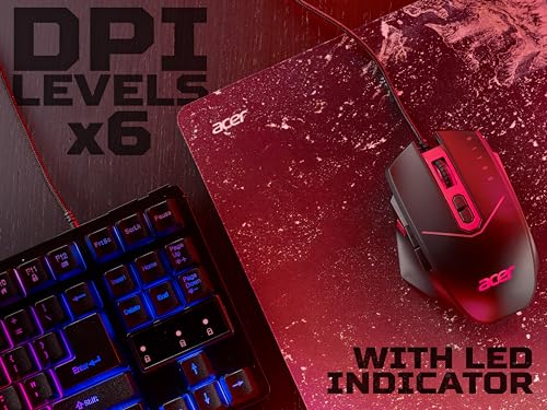 Acer Nitro Gaming Mouse (4,200 DPI, Adjustable with Four Levels and Eight Buttons, Including Burst Fire, LED Lighting, Optional Weights (4 x 5 g)) Red/Black - Image 5