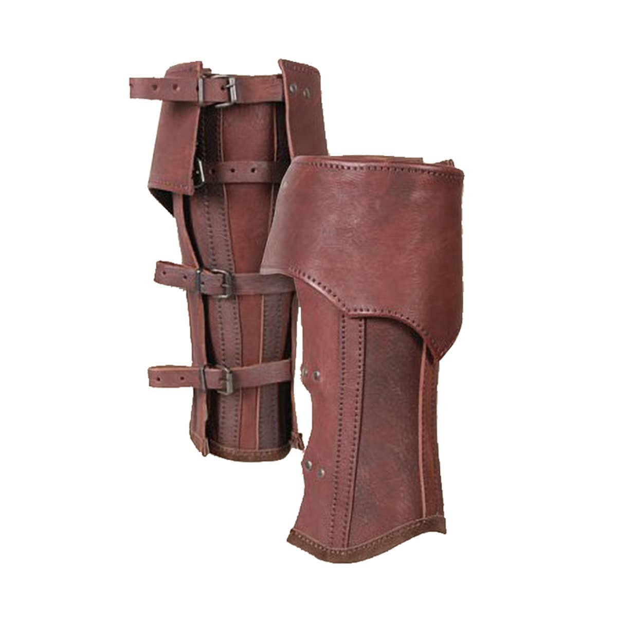 Mittelalterlicher gotischer Bein Schutzverstellbares Schuhschnalle in Leder PU Greav Hälfte Chaps Viking Ritter Bein Rüstung Vintage -Stiefel Cover Gitter, mittelalterlicher Stil,Braun