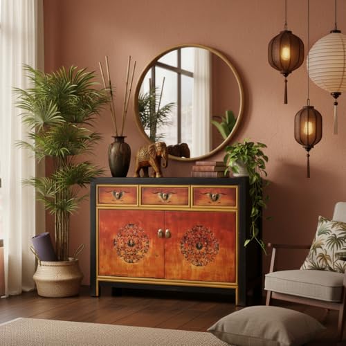 OPIUM OUTLET Meuble Chambre Commode Sideboard Console Buffet chiffonnier Cabinet Armoire de Marriage garderobe Chinois Asiatique Oriental Antique Vintage...