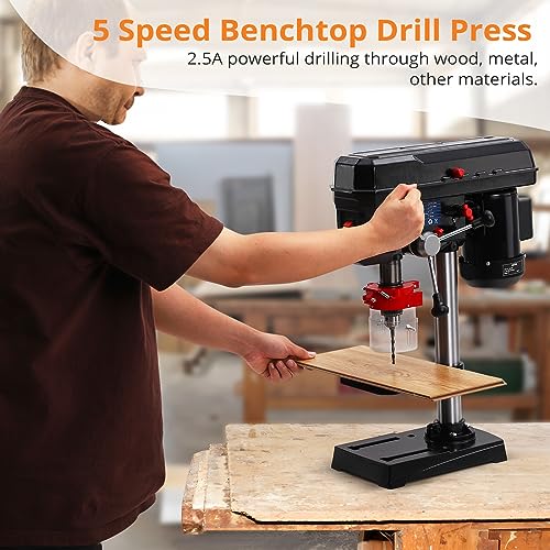 8 Inch Swing Table Drill Press, 5 Speed Adjustable, Tilt Table, 2.5Amp