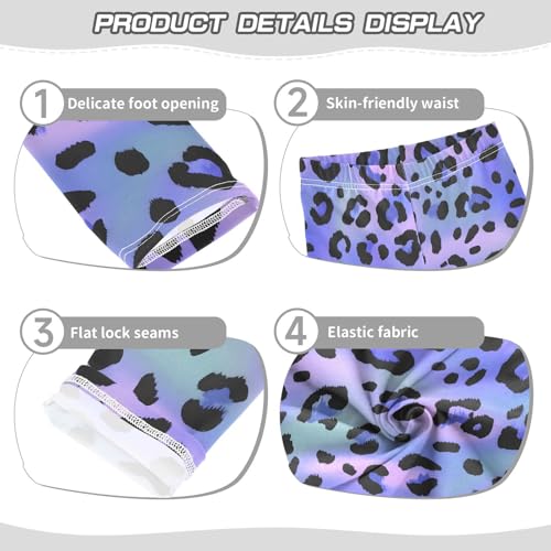 Blue Purple Leopard Girls Leggings Soft Stretch Workout Yoga Dance Pants for Kids Casual Tights3