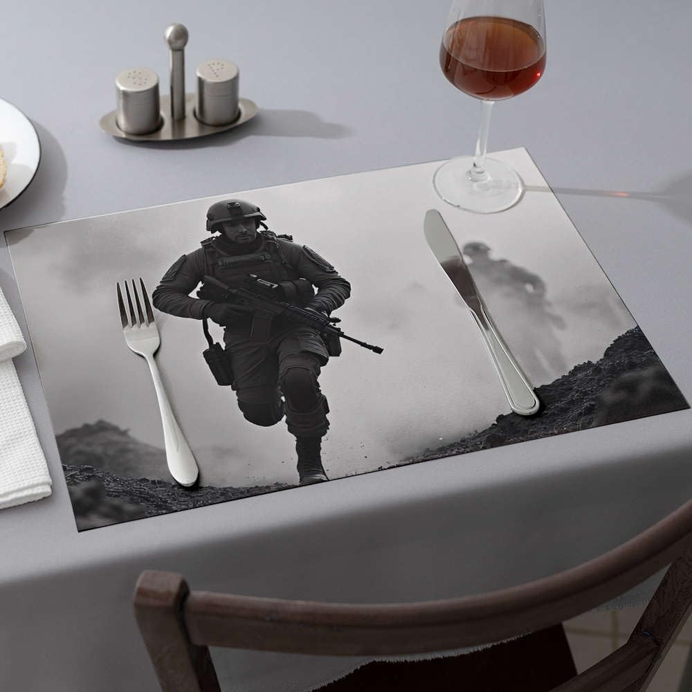 Chemin de table rustique lot de 6 deco repas militaire soldats au combat table basse deco bistrot