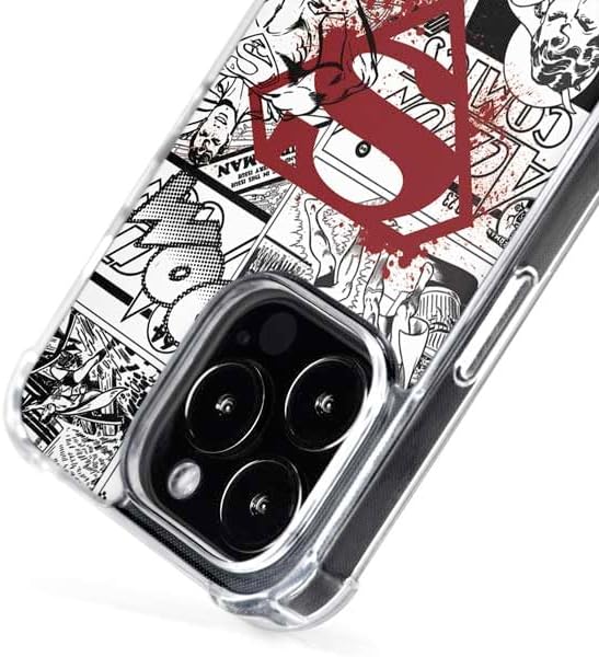 Skinit Phone Case Compatible with MagSafe iPhone 16 Pro - Officially Licensed DC Comics Superman Comic Pattern Logo in Red Design