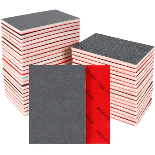 24 Pcs Sanding Sponge 800-1000 Grit Washable & Reusable Sanding Blocks for Wood Metal Drywall Glazing Wet Dry Sandpaper for Smooth Finishing