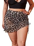 SOLY HUX Women's Plus Size Leopard Print Ruched Tie Side Beach Skirt Swimwear Multicoloured 1XL