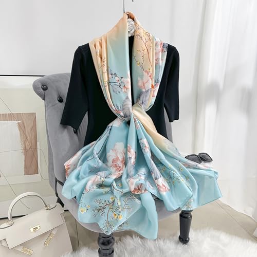 Image of MALINA Women's Polyester Silk Satin Stole Scarf - Soft Lightweight Fashion Wrap, Elegant Floral & Gradient Design, summer stole,Scarf For Women,Premium Stole,Large Size 180x90 cm'
