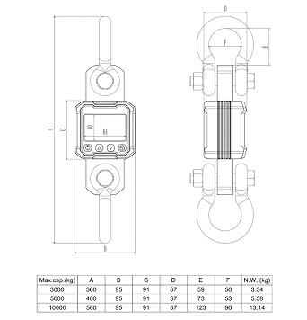 10000kg/22000lb Heavy Duty Crane Scale, Industrial Digital Weighing Hanging Scale with Wireless Remote Controller, Silver