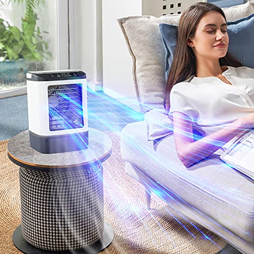 Enfriador de aire evaporativo portátil con USB de 3 velocidades, función de humidificador para el hogar, oficina, dormitorio, eficiencia energética y funcionamiento silencioso