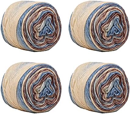 SHIKE Fairyland Gradient Color Cotton Cake Yarn,Medium-Fine Multicolor Rainbow Yarn for Knitting or Crocheting,4x100g 60% Cotton 30% Acrylic 10% Wool,Self Striping Ombre Air Yarn (62, 1 Pack)