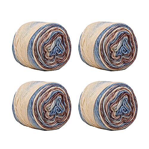 Shike Fairyland Gradient Color Cotton Cake Yarn,Medium-Fine Multicolor Rainbow Yarn For Knitting Or Crocheting,4X100G 60% Cotton 30% Acrylic 10% Wool,Self Striping Ombre Air Yarn (62, 1 Pack) #TOP10