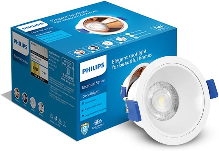 Philips 7 Watt White Reflector Led Ceiling Cob Round Spot Light With Focused Beam|Cut Out: 75Mm|Natural White,Pack Of 1 (Deco Bright)