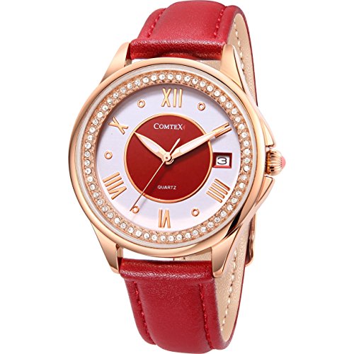 Preisvergleich Produktbild Comtex Damen Uhr Analog Quarz mit Leder Armband FYL140063-4RR