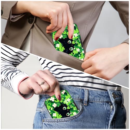 Image of Card Holder Credit Cards Holder for Women RFID wallet women Business Card Holder Wallet Mini Aluminum Card Wallet RFID Blocking Slim Metal Hard Card for Women, Flower Cat
