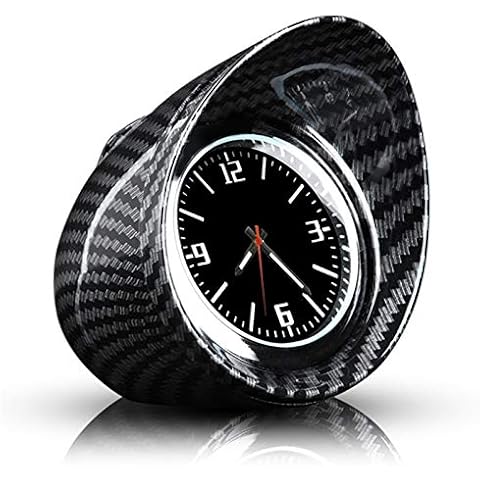Car Quartz Clock Interior Carbon Fibre Dashboard Round Quartz Clock Vehicle Clock Universal Time Date Display Decoration Cover