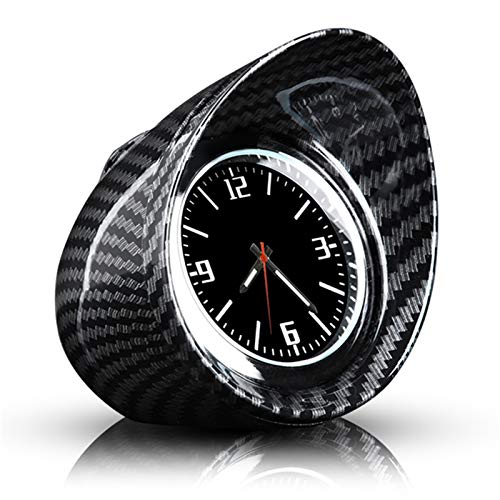 Reloj de cuarzo para coche, interior de fibra de carbono, tablero de instrumentos, reloj de cuarzo redondo, reloj de vehículo, reloj universal, decoración de pan