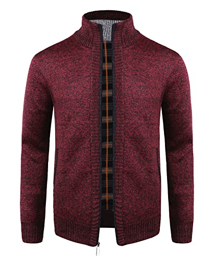 Cardigan tricoté pour homme coupe slim fit avec zip et poches