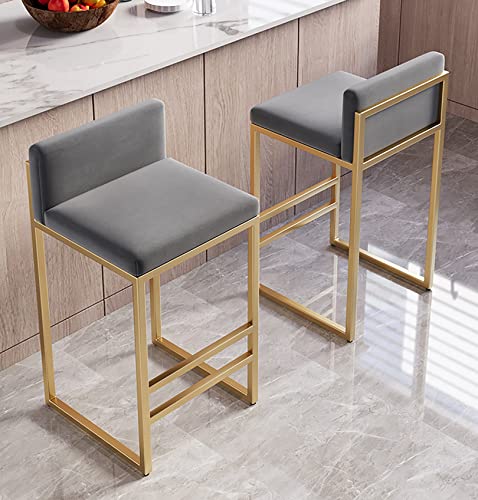 Tabourets de bar velours blanc et repose-pieds doré luxe - 5