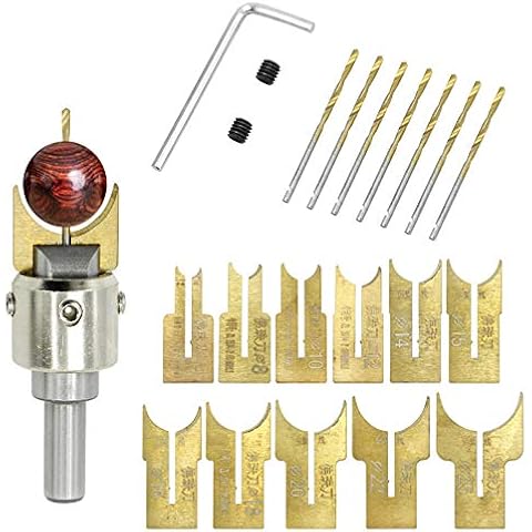 Meichoon Carbide Ball Blade Buddha Beads Drill 6-25mm Woodworking Milling Cutter Bead Knife Set Wood Router Bit Tungsten Steel Alloy Coated Cemented Carbide Spherical Woodworking Tool Kit Cover