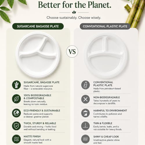 Image of Bio Degradable Compartment Plate 9'' inch, Pack of 10
