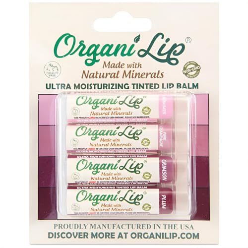Tinted Lip Balm Moisturizer - Natural Moisturizer for Cracked & Dry Lips - All-Day Ultra Moisturizing Lip Care for Kids and Adults - Shimmer, Pink Champagne, Crimson, Plum Colors - 4 Pack image 4