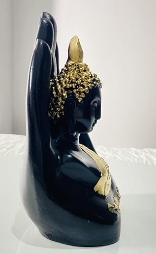 Miniatura 10 de INDIAN CRAFT CASTLE Estatua de Buda rústica, estilo japonés, escultura de jardín zen, meditación, sentado, dhyana, mudra, loto, pose, yoga, altar,