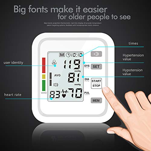 Sunbaca Esfigmomanômetro Eletrônico para Braço Superior Automático Inglês Esfigmomanômetro Doméstico