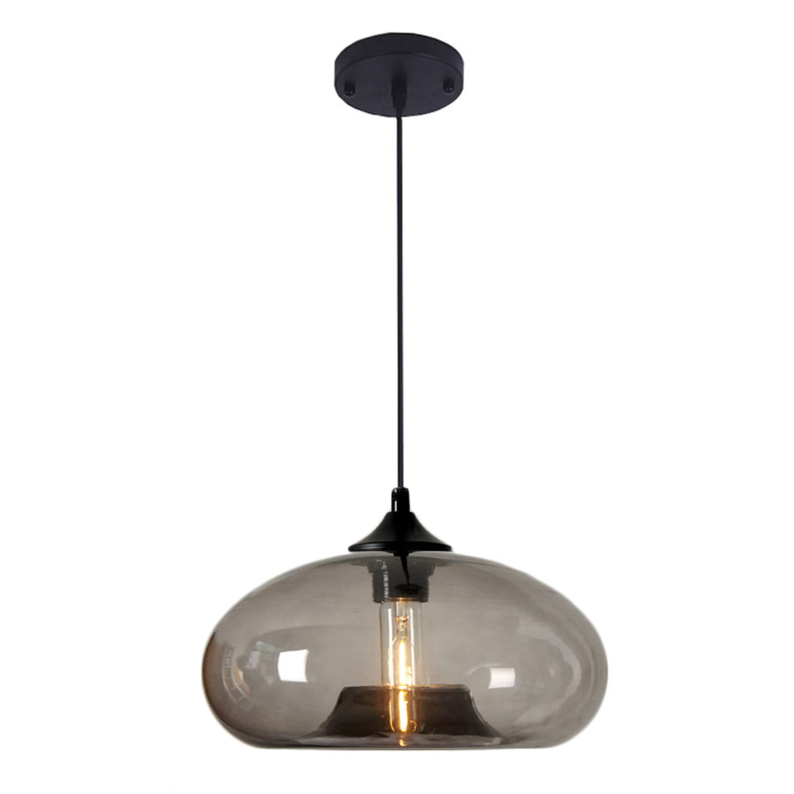 S-Cevada Industrial Vintage Colorful Glass Pendant Light Retro Loft Bar E27 Ceiling Hanging Lamp Kitchen Dining Room Bedroom Chandelier 28cm (Grey)