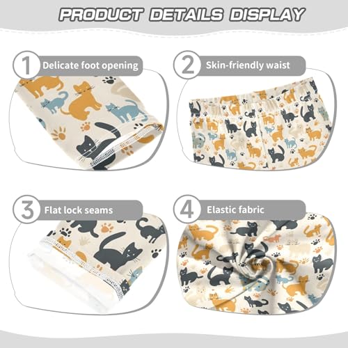 Kitten Cat Paw Prints Girls Leggings Kids Yoga Pants Athletic Tights Pants 4-10 Years3