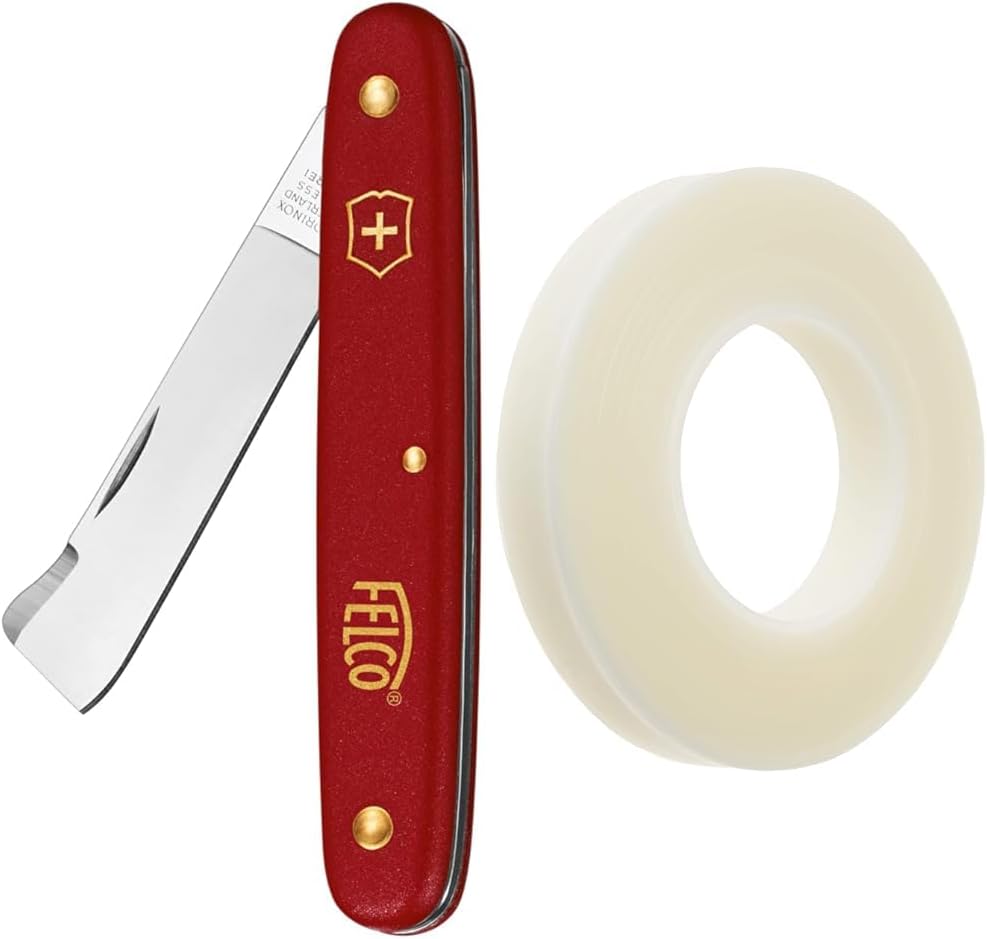 FELCO 3.90 20 Horticultural Pocket Knife, Parafilm M JX903 Grafting Tape Roll Clear 1/2" Tape