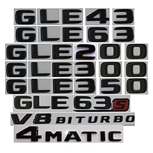 YANGAILIAN Glanzende zwarte stambrieven Embleem Emblemen Badge Fit voor Mercedes Benz GLE43 GLE53 GLE63 GLE63S AMG…