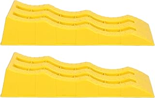 RV Leveling Ramps, 1 Pair RV Leveling Ramps 3 Stage Yellow Trailer Camper Wheel Chocks for Stabilizing Uneven Ground and Parking