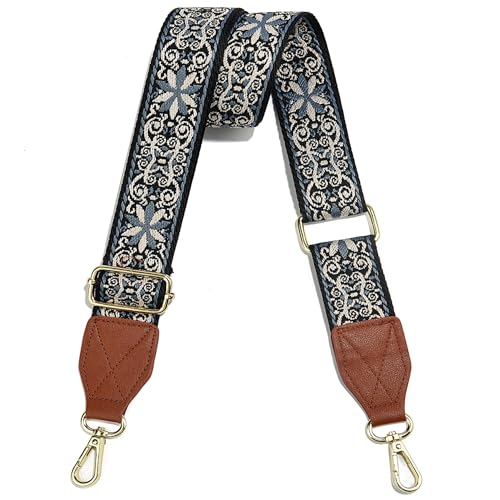 Image of Purse Strap,1.5 inch Leather End Shoulder Strap Adjustable Replacement,Retro Multi-Pattern Crossbody Bag Straps