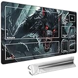 Cdkfxjy Playmats with Magic Zone 24×14in(TCG MTG,Free Storage Bags,Waterproof Non-Slip Rubber Backing,Stitched Edges,Suitable for Beginner)-Black Werewolf
